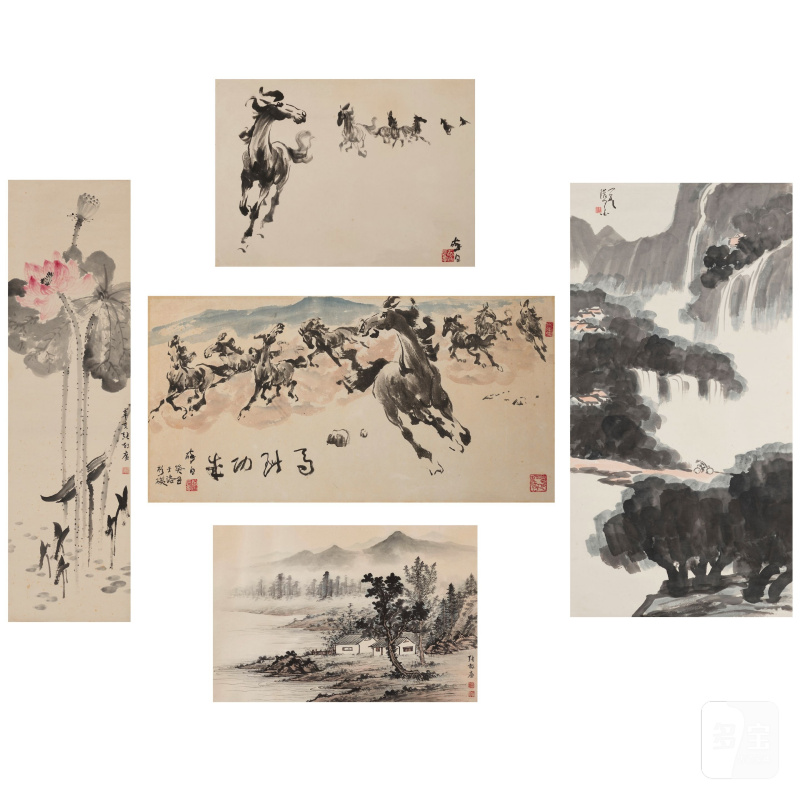 葉醉白（1909-1999）/劉伯鑾（1923年生）/張郁廉（1914-2010） 畫作五幅 | YE ZUIBAI (1909-1999)/LIU BOLUAN (B.1923)/ZHANG YULIAN (1914-2010)